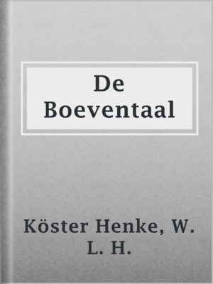 De Boeventaal - ebook
